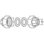 Комплект гаек для насоса WILO R11/2"-R1"GT (3XPART)+BOX-CHR 2