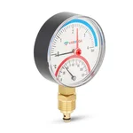 Термоманометр VARMEGA радиальный 80 мм, 4 бар, 120гр.С, 1/2", с отсекающим клапаном, VMMT07-800404 2