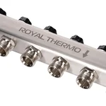 Коллектор Royal Thermo нерж. в сборе универсальный 1" ВР-3/4" НР с автомат. воздухоотвод-ми 7 вых. 6