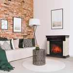 Каминокомплект: Очаг Electrolux EFP/P-2720RLS, портал Bricks 25 камень бежевый, шпон темный дуб 4