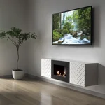 Каминокомплект:Тумба с биокамином Firelight BFP/P-1400V белая+набор керамических дров ель 7