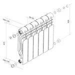 Радиатор биметалл Royal Thermo Revolution Bimetall 350 – 8 секц. 6