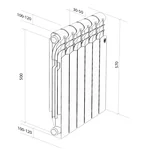 Радиатор алюминиевый Royal Thermo Revolution A 500 - 12 секц. 6