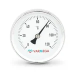 Термометр VARMEGA биметаллич. с погр. гильзой 63 мм, 120гр.С, штуц.50 мм, 1/2", VMMT01-635004 1