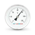 Термометр VARMEGA биметаллич. с погр. гильзой 63 мм, 120гр.С, штуц.50 мм, 1/2", упл., VMMT03-635004 1