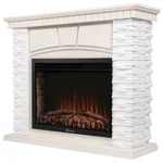 Портал Firelight Porto 30 камень белый, шпон беленый дуб 1