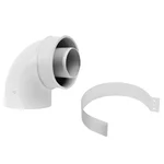 Отвод коаксиальный промежуточный Royal Thermo 60/100, 90 гр. M/M, подкл. через хомут 6