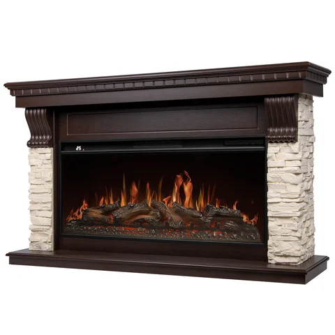 Портал Firelight Michigan 40 камень молочный, шпон темный дуб 1