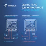 Модуль реле HOMMYN zigbee 2 канала (с нейтралью) RLZBN02 7