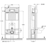 Инсталляция для унитаза BETTOSERB sava free standing, клавиша смыва белый глянец квадр. 3