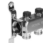 Коллектор Royal Thermo нерж. в сборе универсальный 1" ВР-3/4" НР с автомат. воздухоотвод-ми 2 вых. 3