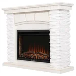 Портал Firelight Porto 25 камень белый, шпон беленый дуб 1