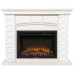 Портал Firelight Porto 25 камень белый, шпон беленый дуб 2