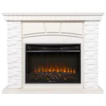 Портал Firelight Porto 25 камень белый, шпон беленый дуб 3