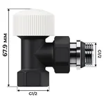 Набор термостатический угловой Royal Thermo Design 1/2"М30х1,5 (Черный) 4