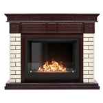 Каминокомплект: Биокамин Firelight BFP/P-2520, портал Bricks 25 камень бежевый, шпон темный дуб 2