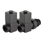 Набор дизайн-вентилей Royal Thermo CUBE, прямой (черный) 1/2" 6