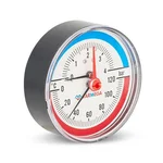 Термоманометр VARMEGA аксиальный 80 мм, 4 бар, 120гр.С, 1/2", с отсекающим клапаном, VMMT06-800404 2