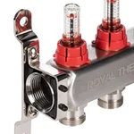 Коллектор Royal Thermo нерж. в сборе с расходомерами 1" ВР-3/4" НР с автомат. воздухоотвод-ми 3 вых. 3