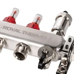 Коллектор Royal Thermo нерж. в сборе с расходомерами 1" ВР-3/4" НР с автомат. воздухоотвод-ми 3 вых. 6