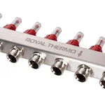 Коллектор Royal Thermo нерж. в сборе с расходомерами 1" ВР-3/4" НР с автомат.воздухоотвод-ми 11 вых. 6