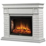 Каминокомплект: Очаг Electrolux EFP/P-3020LS N, портал Bricks 30 камень белый, белая эмаль 1