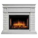 Каминокомплект: Очаг Electrolux EFP/P-3020LS N, портал Bricks 30 камень белый, белая эмаль 2