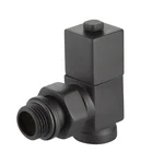 Набор дизайн-вентилей Royal Thermo CUBE, угловой (черный) 1/2" 2