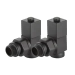 Набор дизайн-вентилей Royal Thermo CUBE, угловой (черный) 1/2" 3