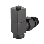 Набор дизайн-вентилей Royal Thermo CUBE, угловой (черный) 1/2" 4
