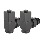 Набор дизайн-вентилей Royal Thermo CUBE, угловой (черный) 1/2" 5