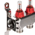 Коллектор Royal Thermo нерж. в сборе с расходомерами 1" ВР-3/4" НР с автомат. воздухоотвод-ми 6 вых. 3