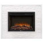 Каминокомплект: Очаг Electrolux 3020RLS N, портал Loft 30 камень белый, бел.эмаль 2